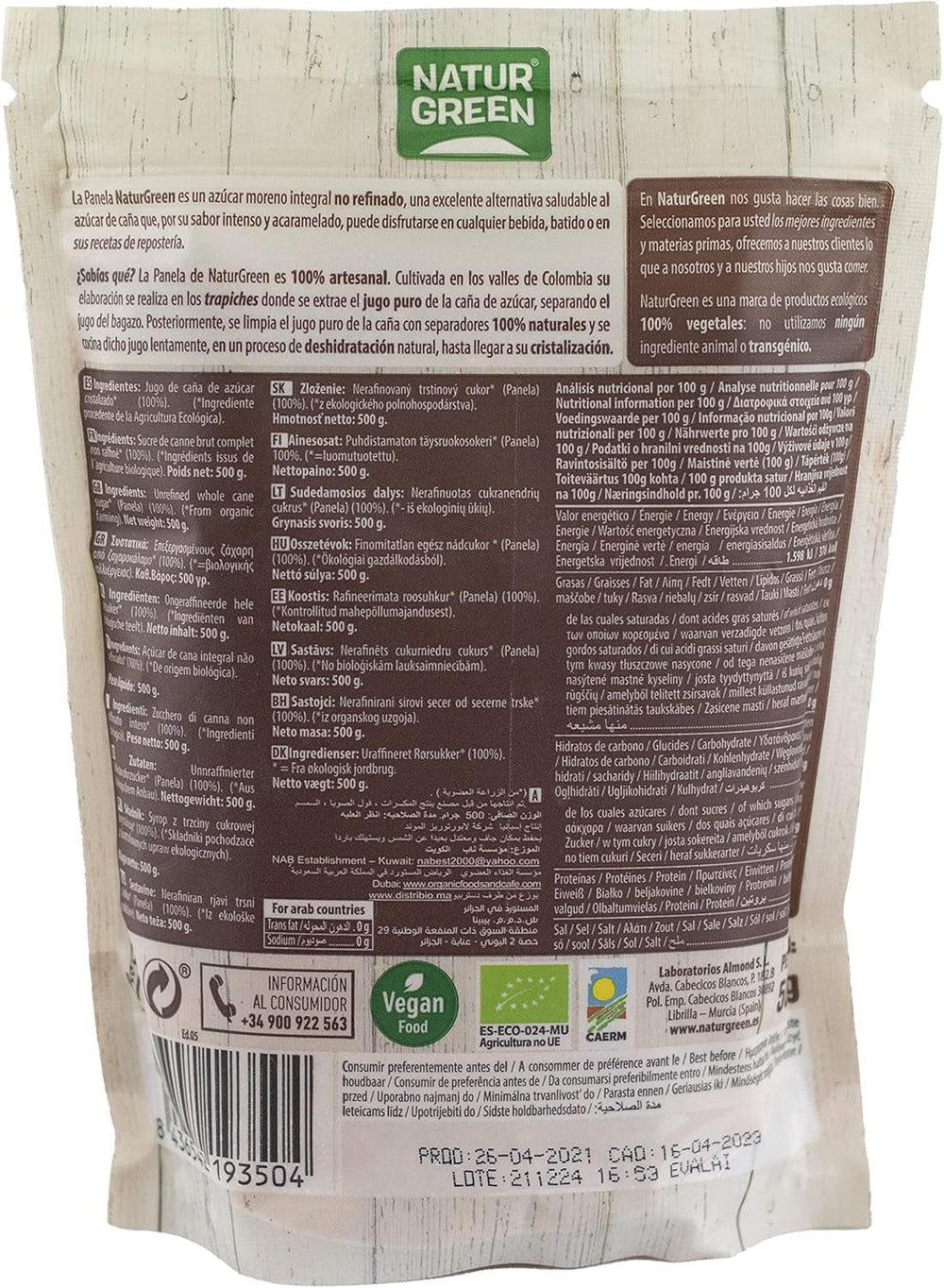 - Pannello Cristallizzato Biologico, Zucchero Puro, Dolcificante Ecologico, Succo Naturale di Canna da Zucchero - 500G, Confezione da 12 Dolcificanti Naty Shop
