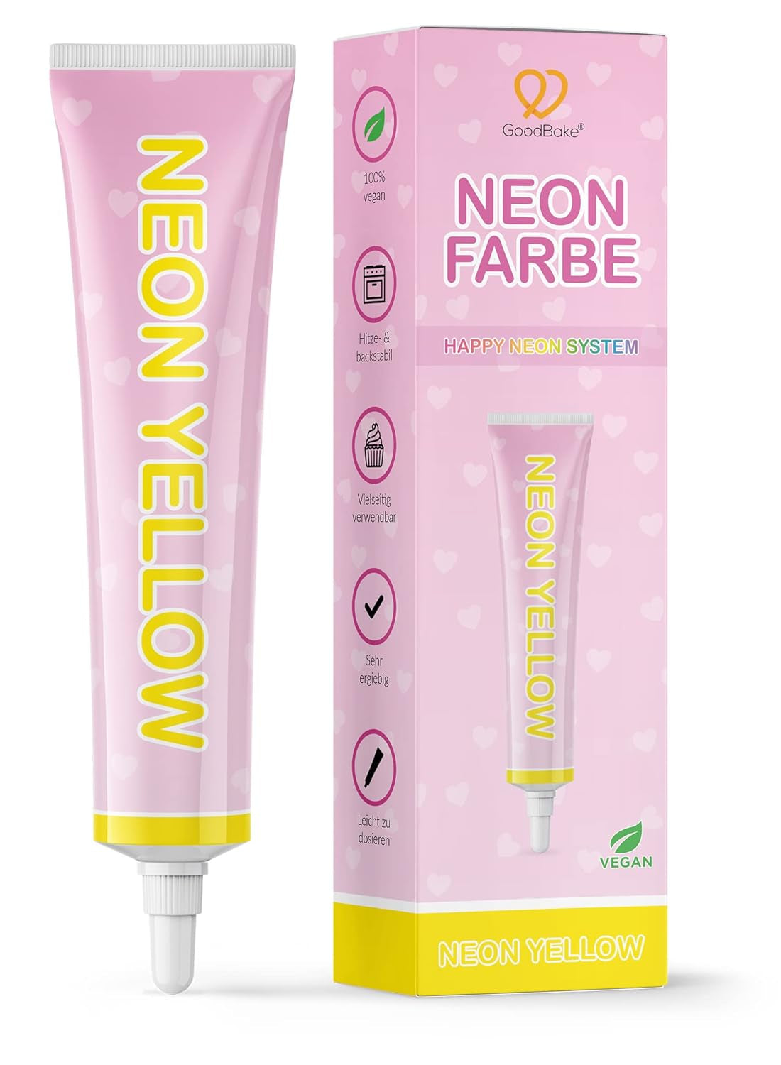 Goodbake Neonlebensmittelfarben 6 Farben Set – Intensive Lebensmittelfarbe – Lebensmittelfarbpaste – Zum Einfärben Von Torten, Fondant, Buttercreme Uvm. – 100% Vegan Naty Shop Neon Gelb