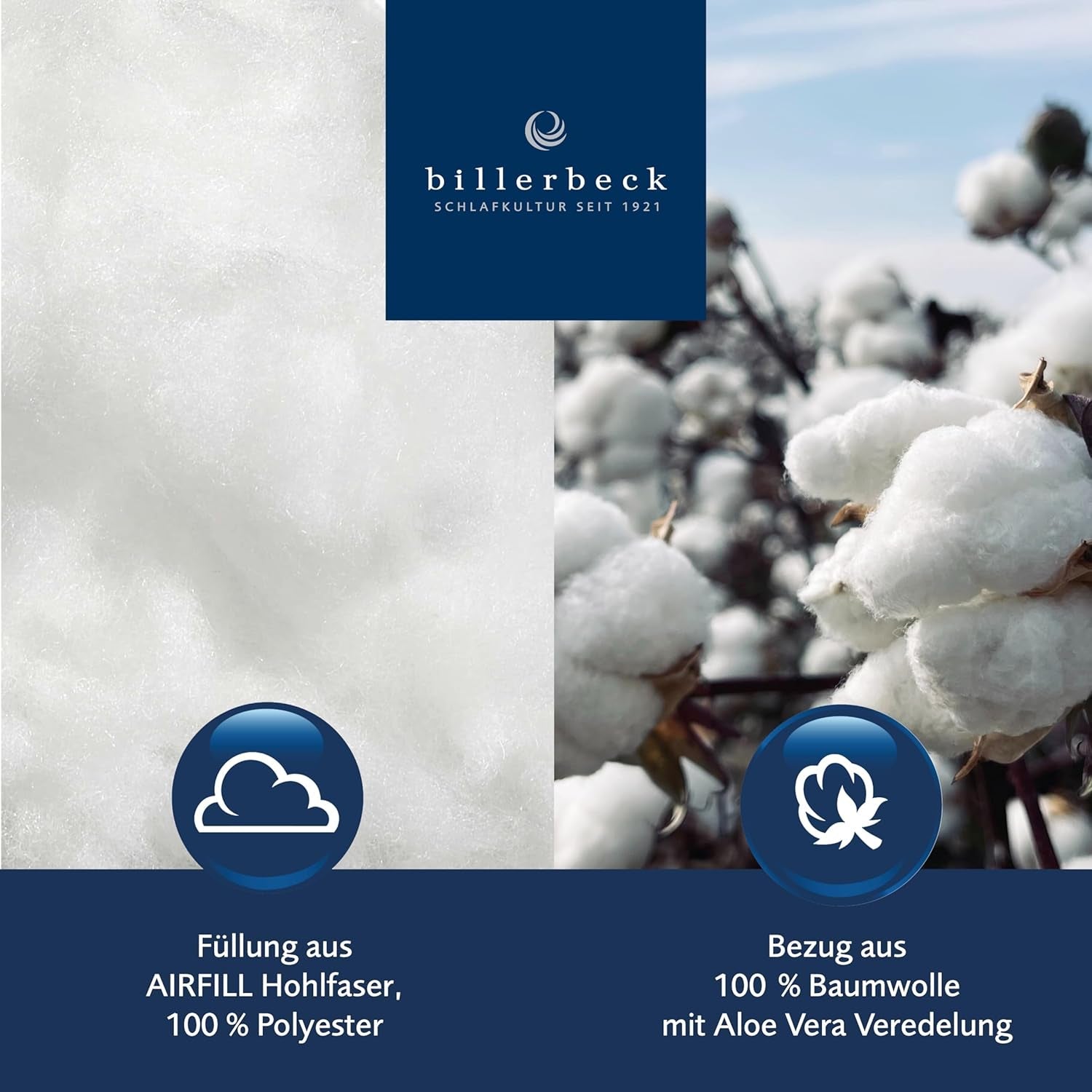 Piumino Billerbeck E21 King in fibra - Piumino in fibra pregiata con aloe vera - 135 X 200 Cm Piumino per tutte le stagioni con livello di calore medio, piumini e trapunte bianche Naty Shop