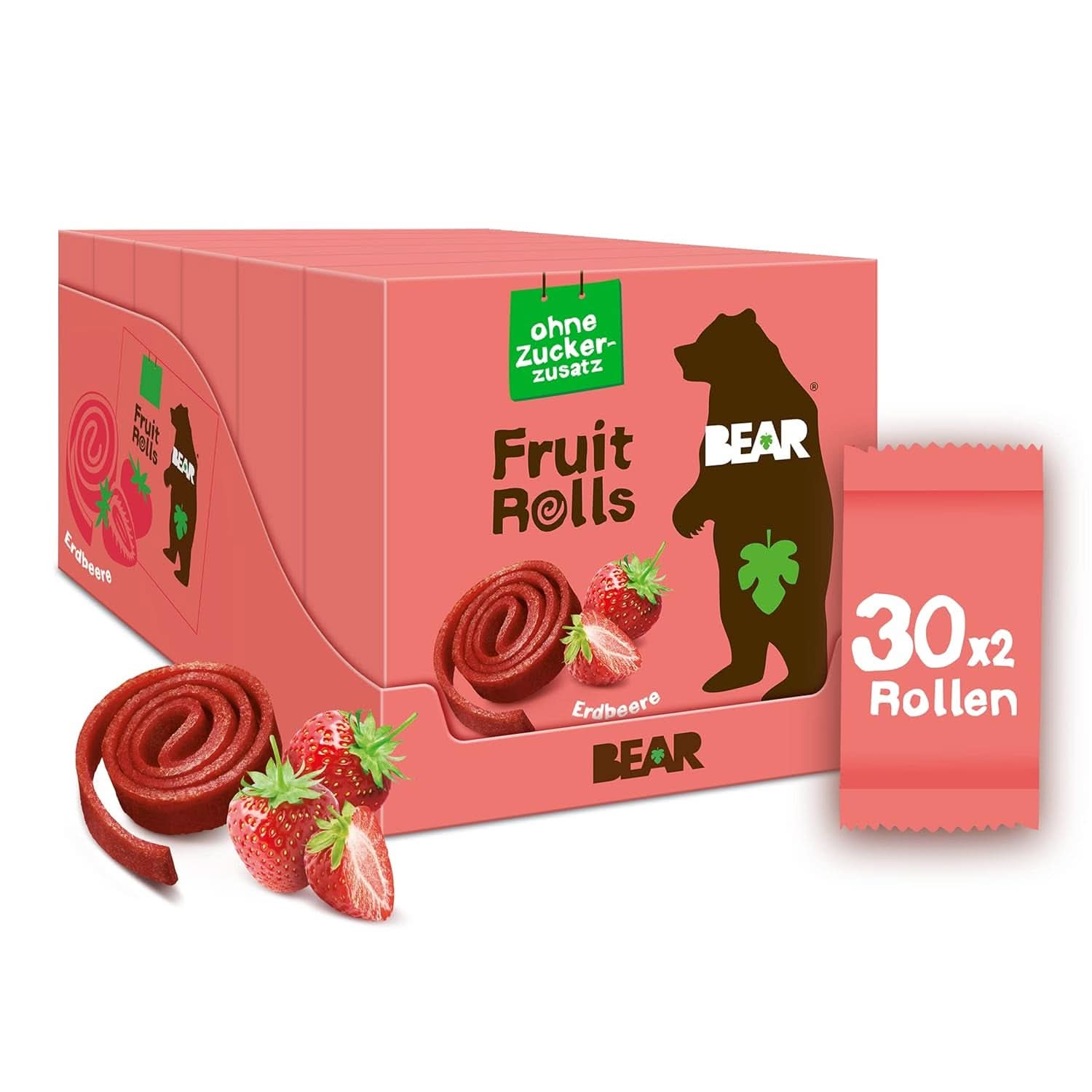 BEAR panini alla frutta con fragole, ingredienti 100% naturali, 30 x 20 grammi Prodotti disidratati Naty Shop Fragole