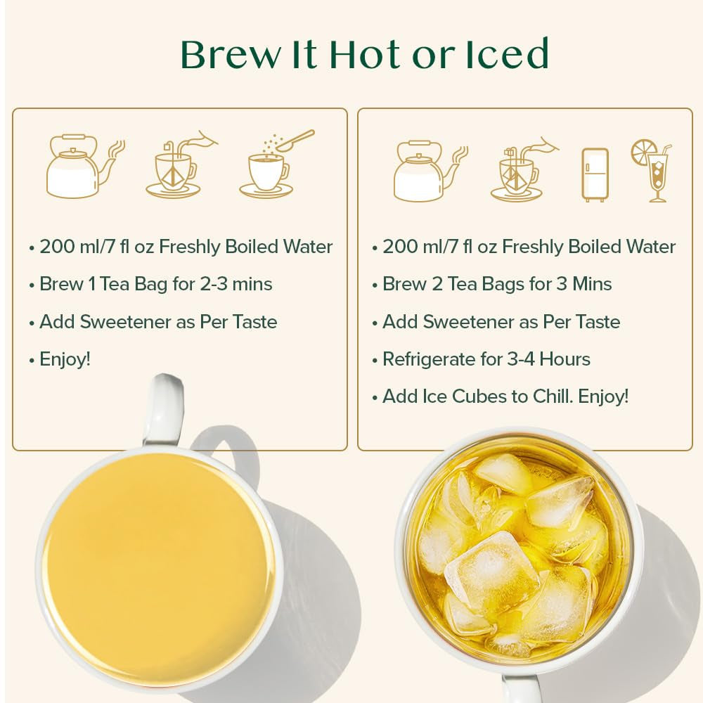 VAHDAM, ceai verde din Himalaya (30 pliculețe de ceai piramidale) 100% pur și aromat | Ceai verde natural cu frunze întregi | Proaspăt și direct de la sursa din India | Se prepară fierbinte sau rece