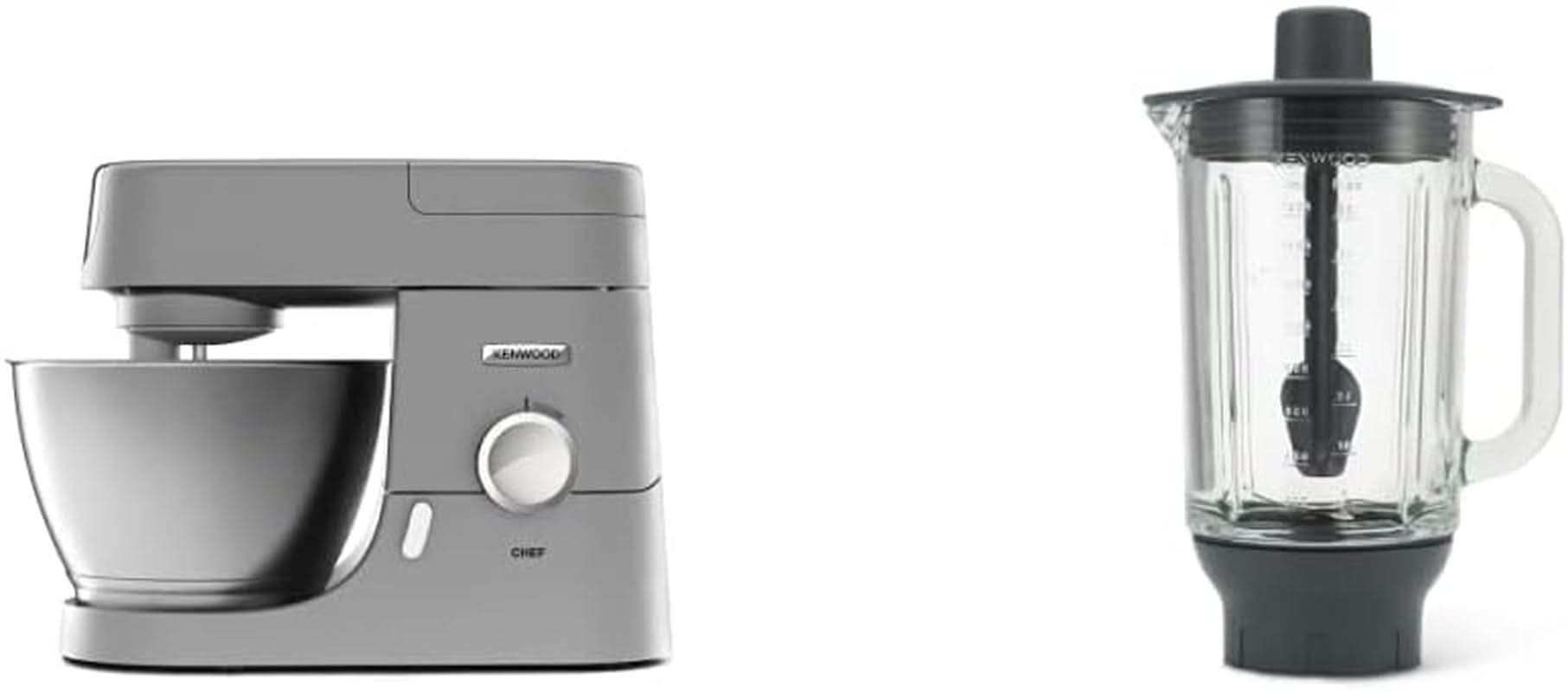 Kenwood Chef KVC3110S Robot da Cucina, Ciotola in Acciaio Inossidabile da 4,6 L Mother & Baby Naty Shop Chef Pacchetto Accessori per Frullatore in Vetro da 4,6 L 1000 W