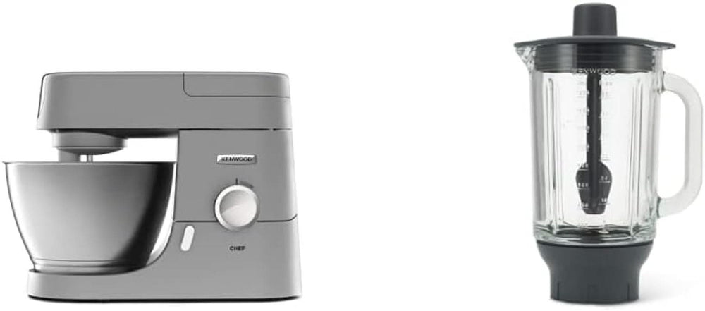 Kenwood Chef KVC3110S Robot da Cucina, Ciotola in Acciaio Inossidabile da 4,6 L Mother & Baby Naty Shop Chef Pacchetto Accessori per Frullatore in Vetro da 4,6 L 1000 W