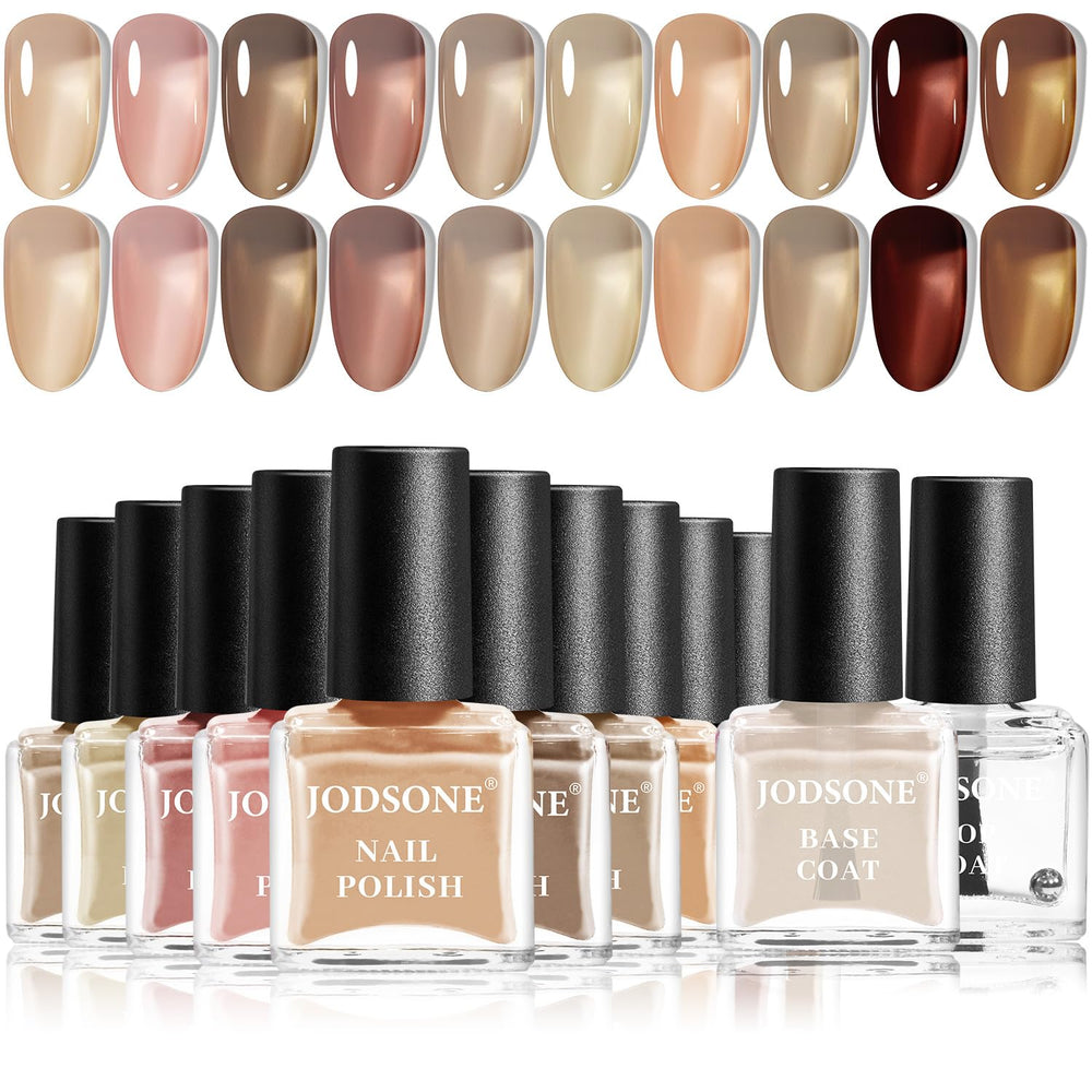 JODSONE Set di smalti per unghie da 12 pezzi Combinazione di 10 colori 2 mani di base e top coat Smalto per unghie ad asciugatura rapida per dilettanti e principianti