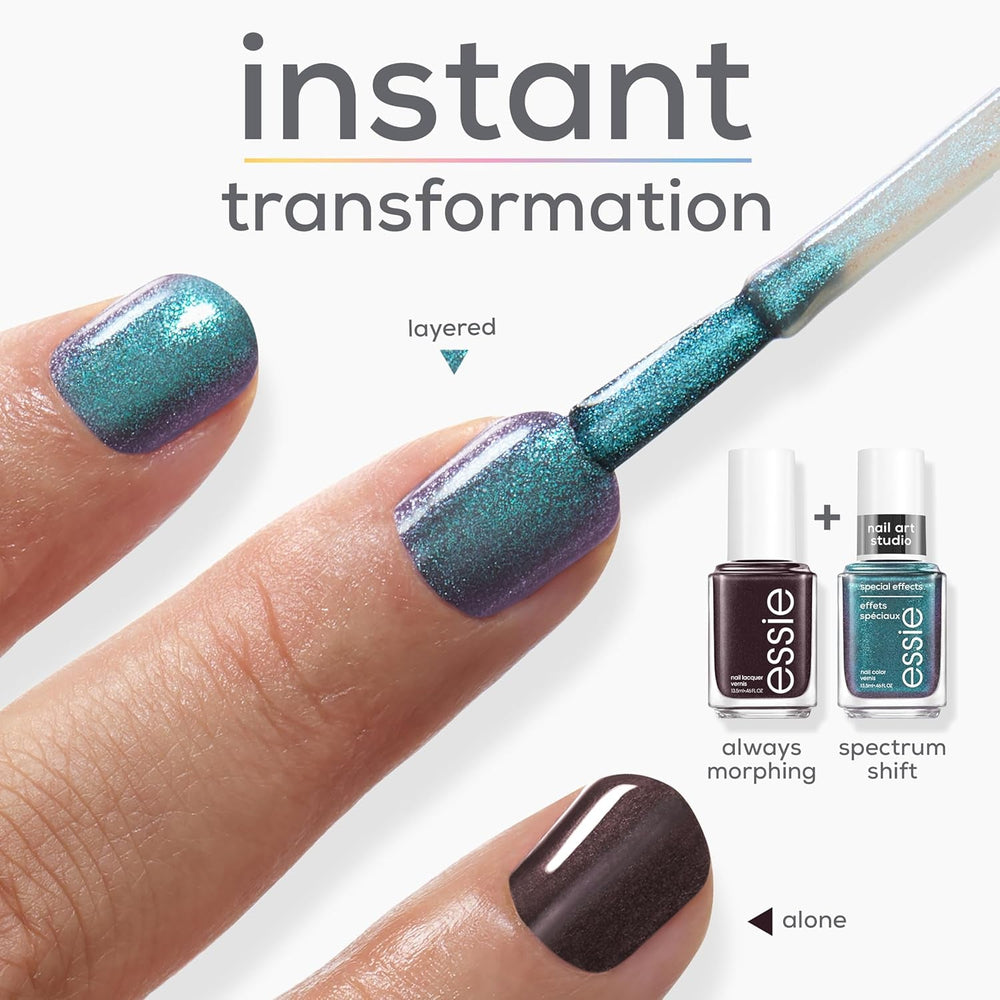 Oja Essie – Nr. 35 Spectrum Shift, ojă cu efect profesional în nuanță albastru-verzui metalic, de înaltă calitate și durabilă, 13,5 ml
