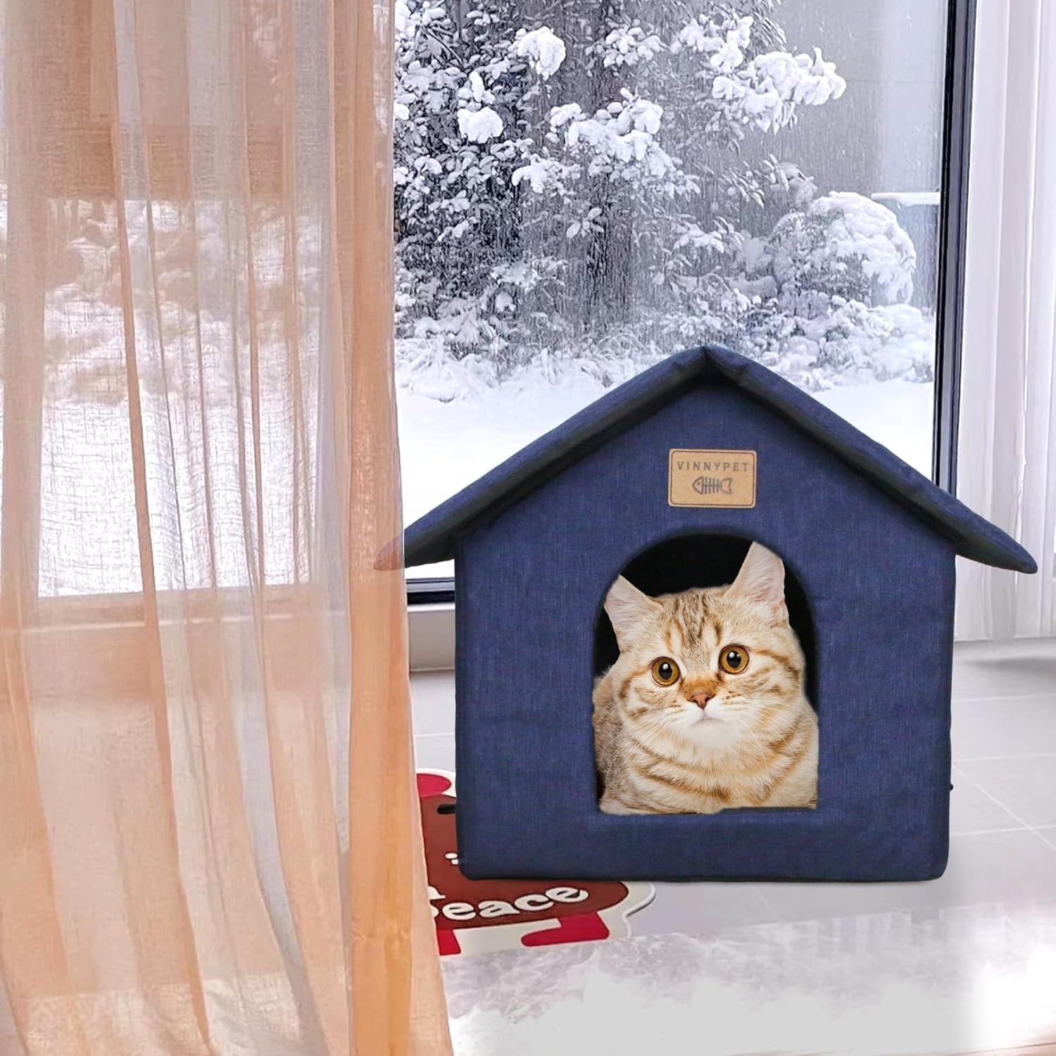Katzenhaus Für Draußen Winterfest Wasserdicht Wetterfester Katzenhöhle Haustierhaus mit Katzenmatte Warm Hundehöhle Waschbar Hundehaus Tierheim Für Streuner Haustiere 45x40x45