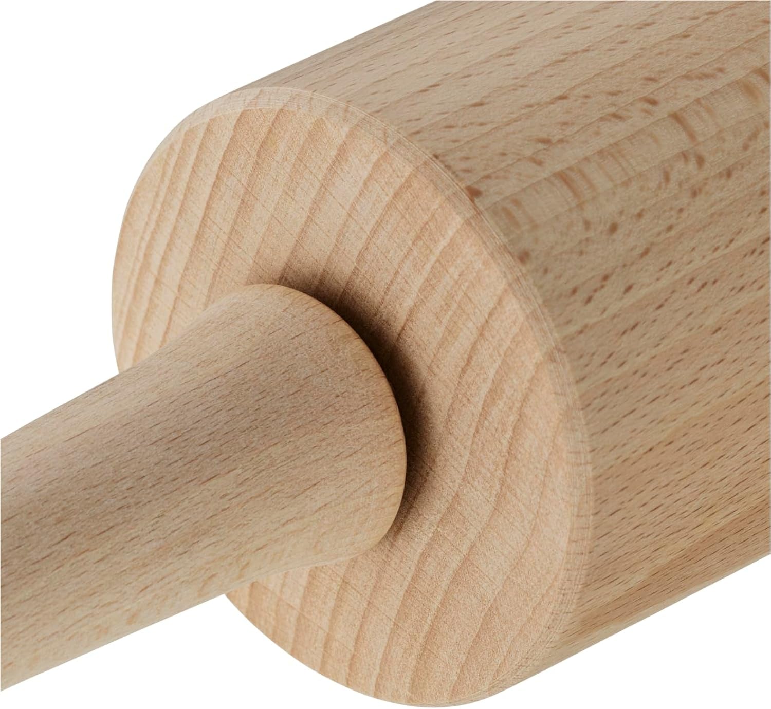 Originale Kaiser Classic Nudelholz 47 x 6,5 cm, Teigroller, Wellholz, Buchenholz, Leichtlauf-Gleitlager, breite Ausrollfläche, Beige