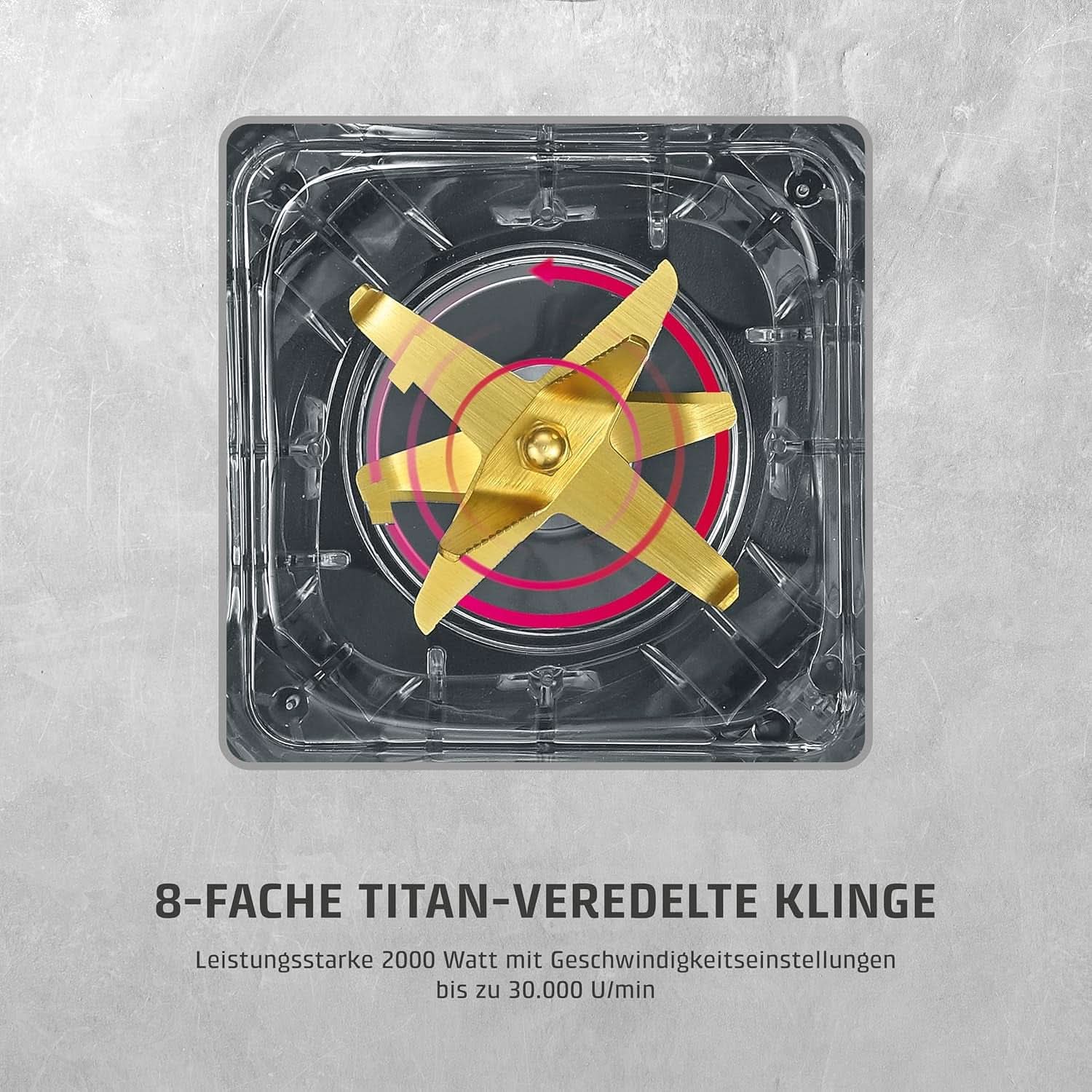 CASO Powerblender B 2000 - Robot da cucina professionale, 30.000 giri/min, 2000 Watt, miscelatore Tritan-Mix (2 L), Bpa-Frei, Pulse-, Shake-, Smoothie-Funktion, 8-Fach Messer-System Mit Titanbeschichtung Kitchen Naty Shop