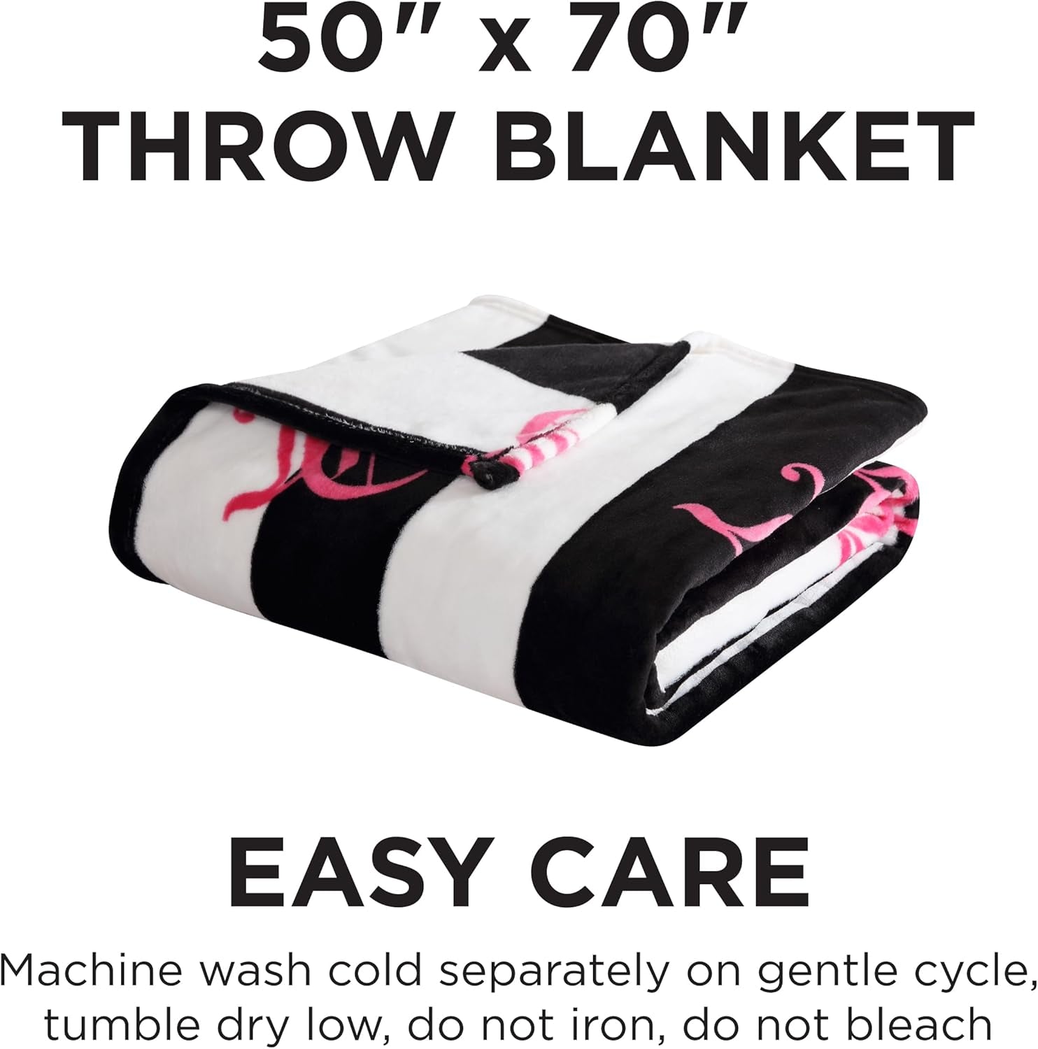 Juicy Couture Cabana Plush Throw Blanket, 127.7 X 178.8 Cm, pătură de lux din microfibră de pluș pentru confort maxim și căldură confortabilă Paturi si Cuverturi Juicy Couture