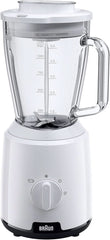 Braun Powerblend 1 JB1050WH - Robot da cucina con miscela di vetro da 1,5 L, Küchenhelfer Zum Zerkleinern, Pürieren & Mixen, funzione Ice-Crush, 2 Geschwindigkeiten, 600 Watt, Weiß Bucatarie Naty Shop Weiß Glas-Mixaufsatz