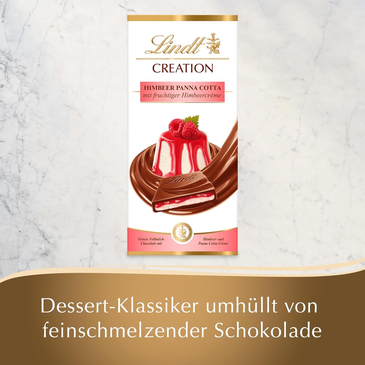 Lindt Chocolate Creation Panna Cotta al Lampone, Regalo al Cioccolato, Barretta di Cioccolato, 150 g (Confezione da 5)