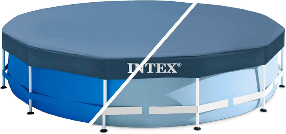 Copertura per piscina rotonda Intex 28031 - Copertura per piscina - Ø 366 cm - Per piscine con telaio in metallo e prismatizzato, Blu scuro