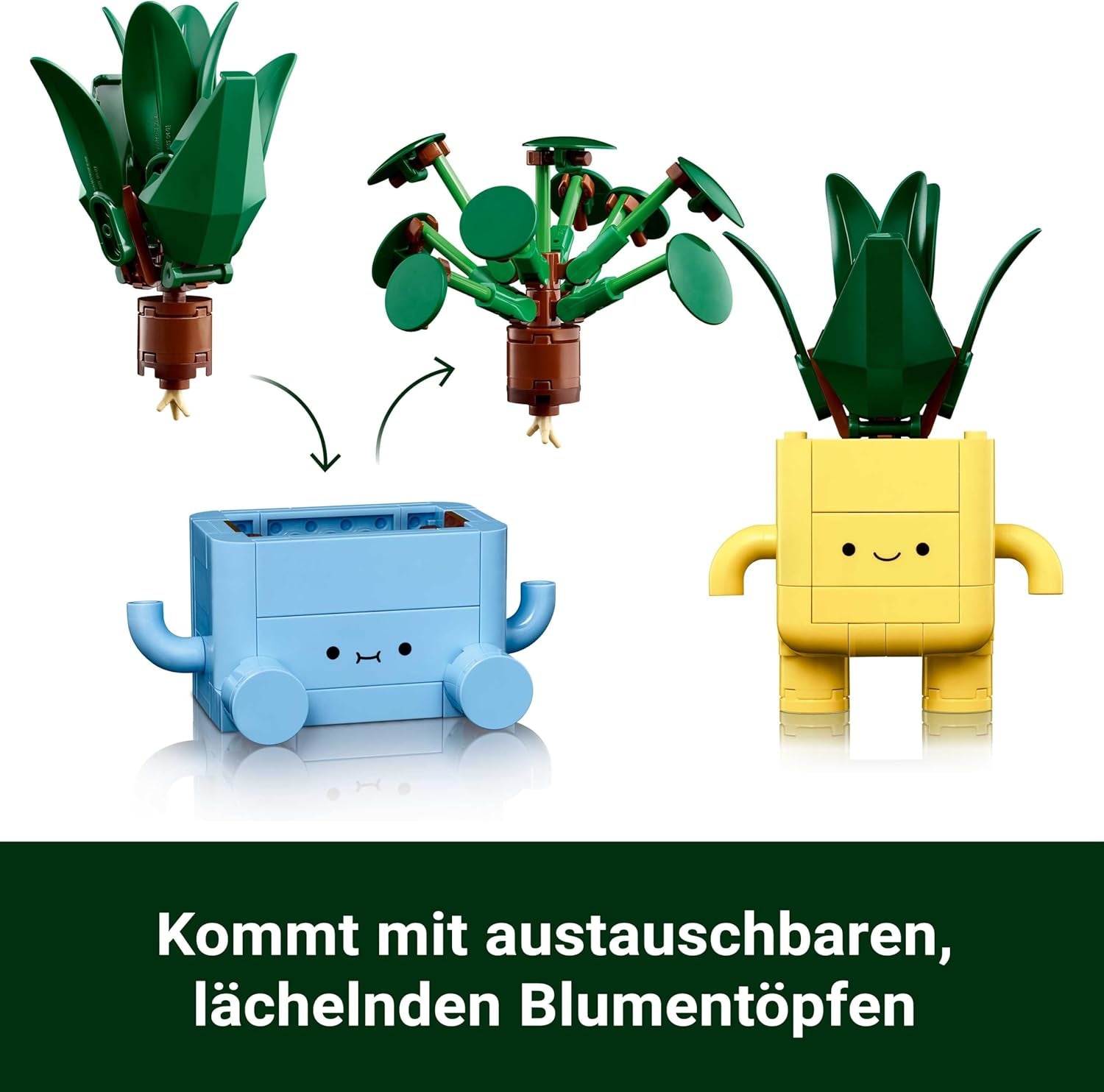 LEGO Botanicals Happy Plants - Set fai da te per bambini con 2 fiori artificiali e 2 vasi da fiori colorati con facce di cartoni animati - Idea regalo per ragazze dai 9 anni - 10349 Besuche set da costruzione den LEGO-Store