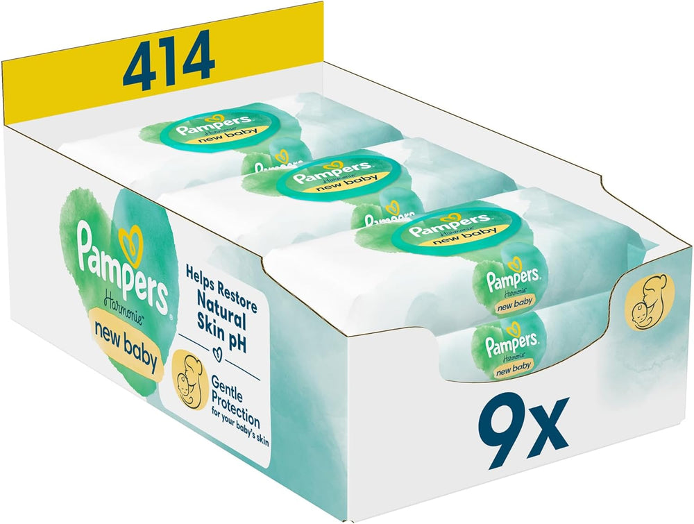 Salviette umidificate Pampers Harmonie Protect & Care, 18 confezioni da 44 salviette ciascuna = 792 salviette che aiutano a ripristinare il naturale equilibrio del pH della pelle