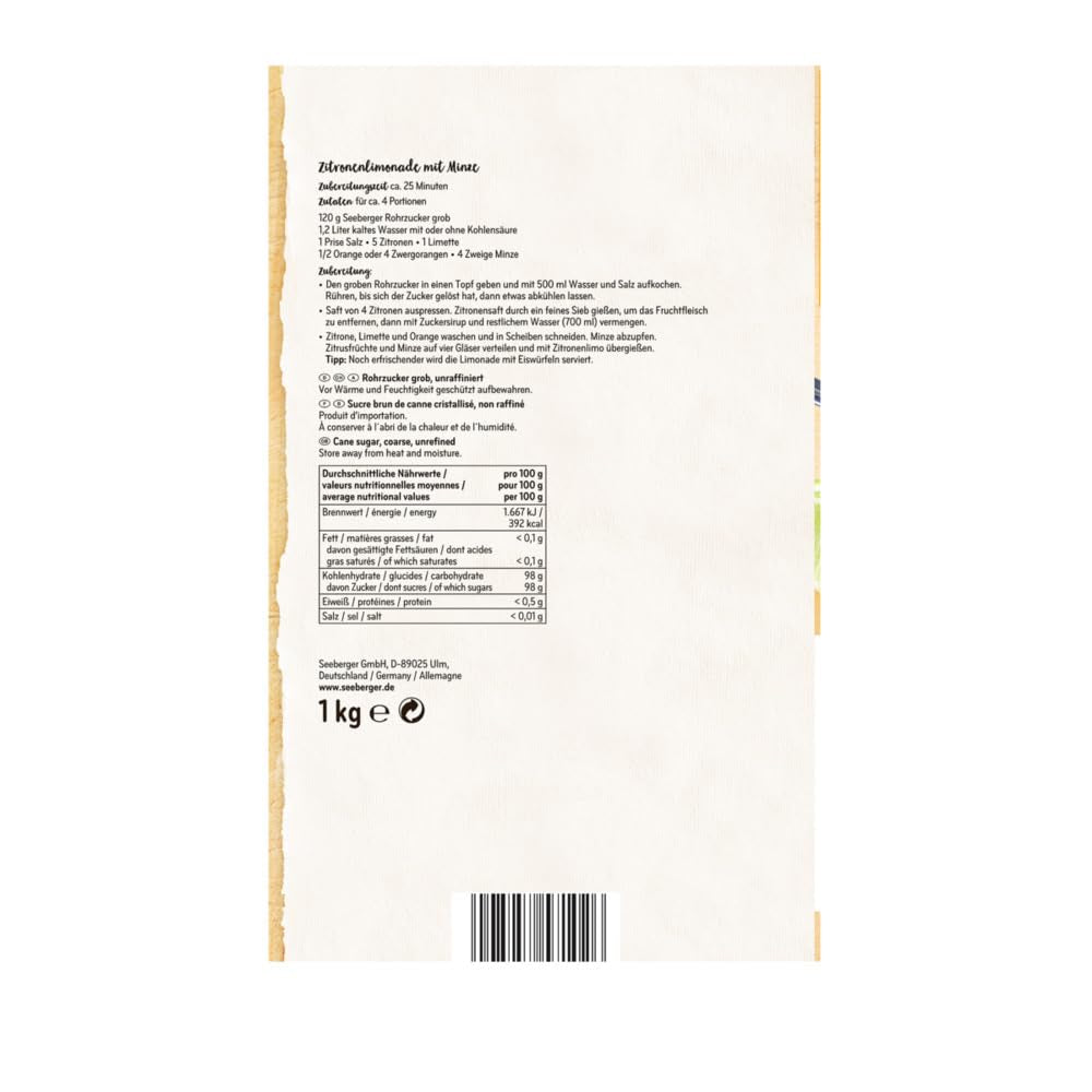 Seeberger Rohrzucker Grob 5Er Pack: Vollrohrzucker Besonders Aromatisch - Ideale Per Cocktails E Zum Backen - Grob - Non Raffinato, Vegano (5 X 1 Kg) Dolcificanti Naty Shop