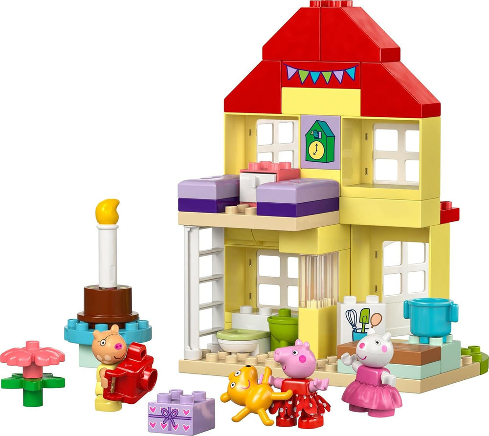LEGO DUPLO La casa del compleanno di Peppa: giocattolo creativo a 3 personaggi, costruisci e ricostruisci la casa giocattolo per bambini di 2 anni, ragazzi e ragazze, promuove la destrezza 10433 Set da costruzione Besuche den LEGO-Store