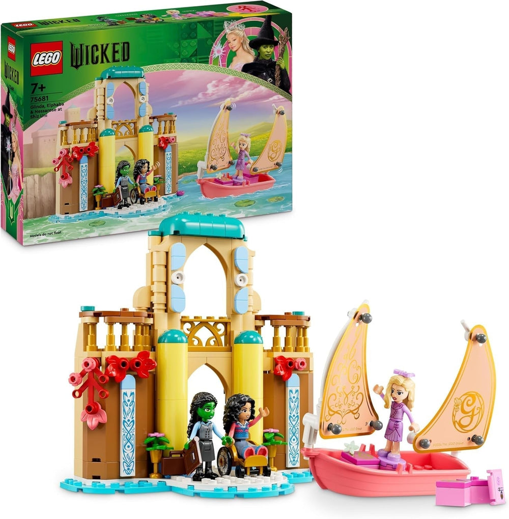 LEGO Wicked Glinda, Elphaba e Nessarose alla Shiz University Barca a vela e 3 personaggi Barca giocattolo, regalo per ragazze e ragazzi di 7 anni Amanti delle case delle bambole 75681 Set da costruzione Besuche den LEGO-Store Titolo predefinito