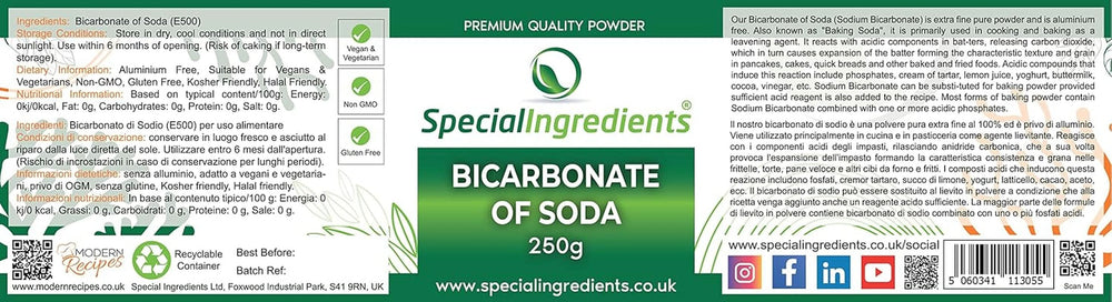 Ingredienti speciali Natriumbikarbonat - Premium Qualität Extra Fine Powder, Vegan, Gvo-Frei, Glutenfrei - Recycelbarer Behälter Kitchen Naty Shop