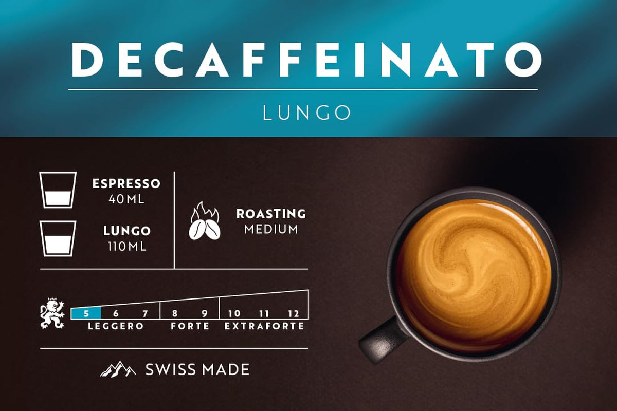 Café Royal Lungo Decaffeinato – Nespresso®-kompatible Kaffeekapseln, 100 % Arabica, Intensität 5/12, Rainforest Alliance, entkoffeiniert, 100 Kapseln