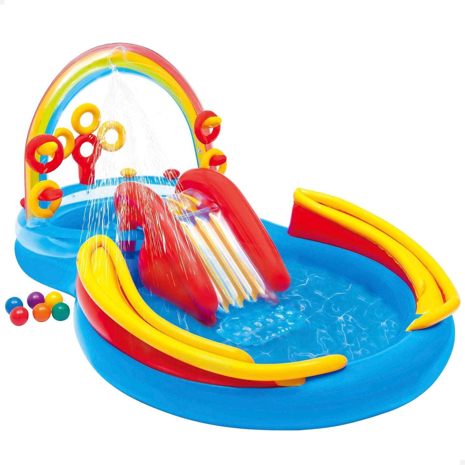 Intex Rainbow Ring Play Center - Piscina fuori terra per bambini - Piscina per bambini - 297 x 193 x 135 cm - Da 3+ anni 57453NP Multicolor 297x193x135 cm