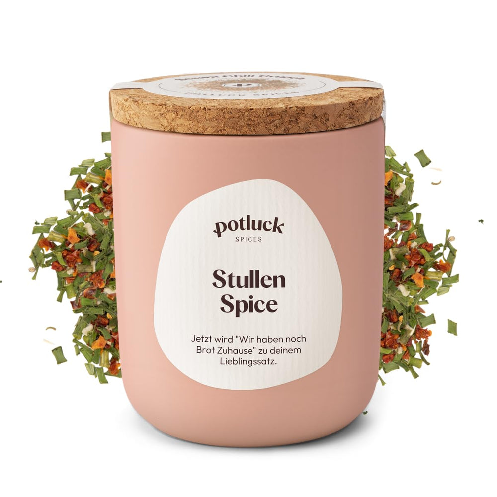 Potluck | Spezie Stullen | Gewürzzubereitung im Keramiktopf | 60 g| Vegano, senza glutine e con ingredienti naturali