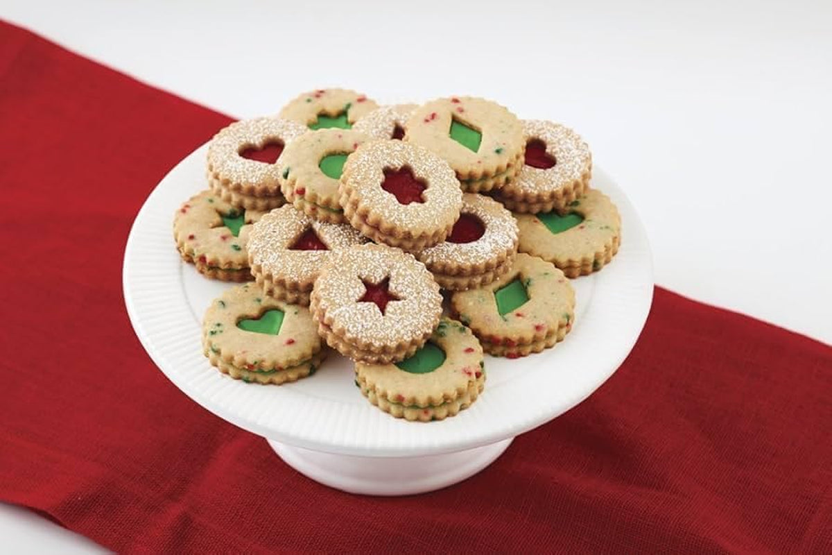 Wilton Linzer Keksausstecher Weihnachten Set/7, Metall Plätzchenförmchen für Traditionelle Österreichische Linzer-Kekse: Stern, Herz, Blume, Dreieck, Raute, Kreis - 7 Stück