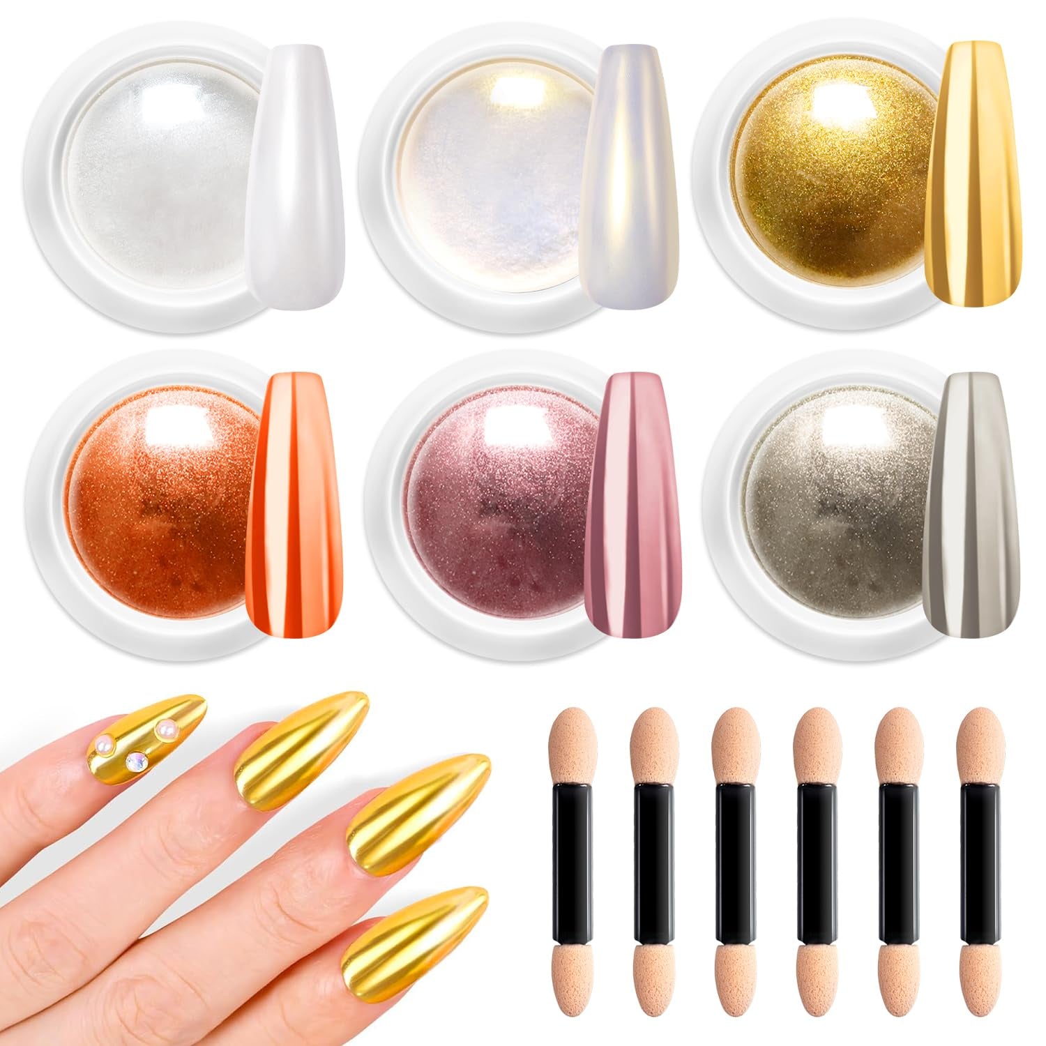 BISHENGYF Rose Gold Chrome Nail PowderNeue Upgrade Grosse Kapazität Chrom PulverSuper-Spiegeleffekt Metall Mirror Chrome Powder –Neon Glassy Pearl Effect Glitter Nagelkunst Pulver Für DIY Salon