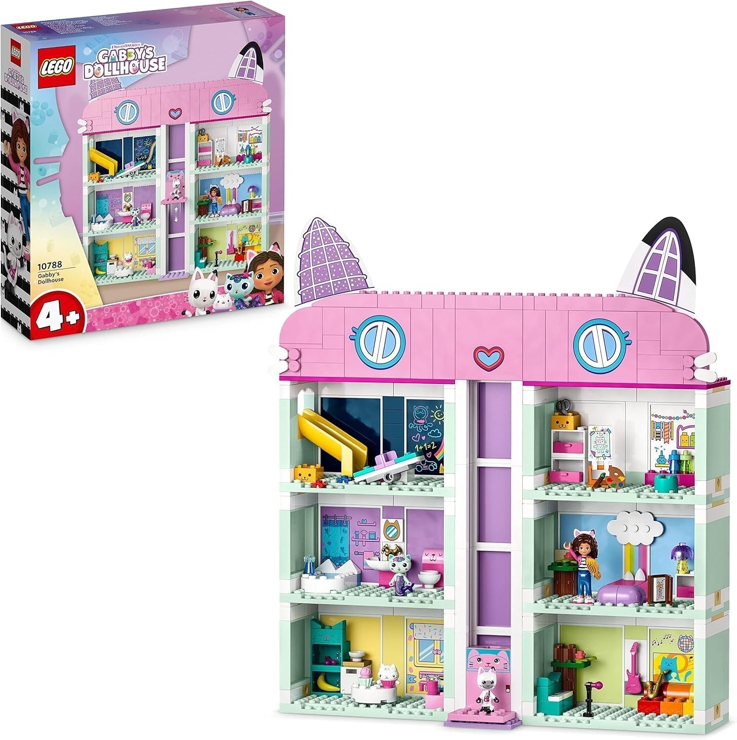 Lego 10788 Set di giocattoli per la casa delle bambole di Gabby, 8 stanze e 4 piani La casa delle bambole di Gabby con personaggi Pandi, Suricato e Kuchi e accessori, regalo per bambine, ragazzi e bambini di 4 anni, set da costruzione Besuche den LEGO-Store Single