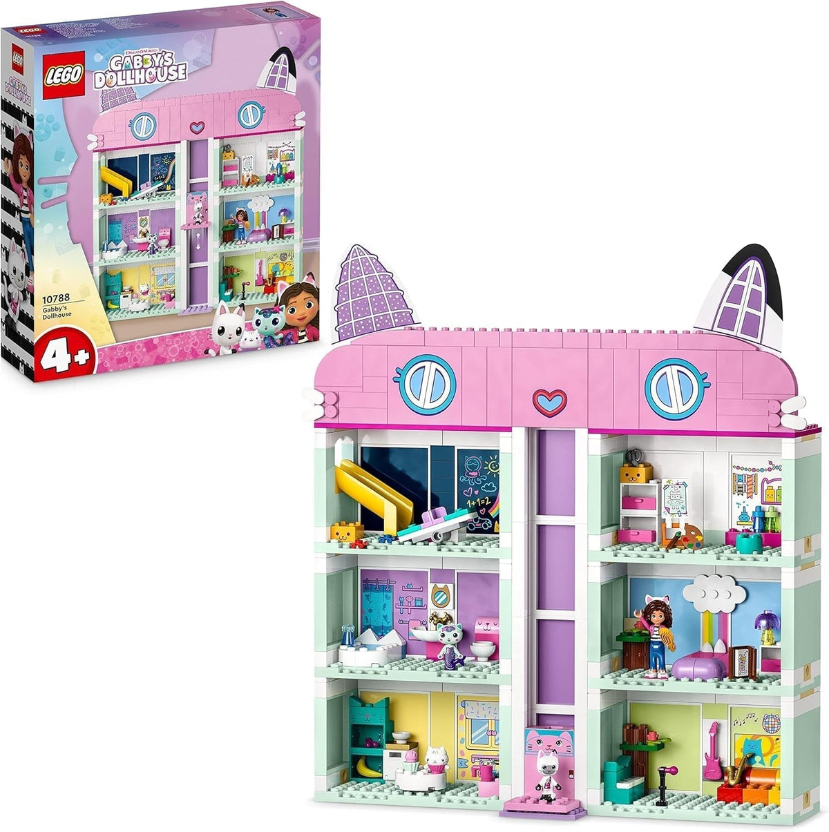 Lego 10788 Set di giocattoli per la casa delle bambole di Gabby, 8 stanze e 4 piani La casa delle bambole di Gabby con personaggi Pandi, Suricato e Kuchi e accessori, regalo per bambine, ragazzi e bambini di 4 anni, set da costruzione Besuche den LEGO-Store Single