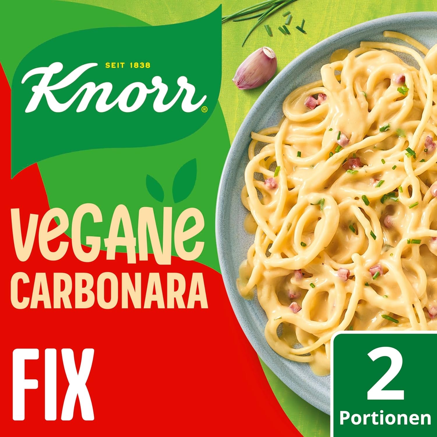 Knorr Fix Vegane Carbonara für eine leckere vegane Pasta ohne geschmacksverstärkende Zusatzstoffe 2 Portionen
