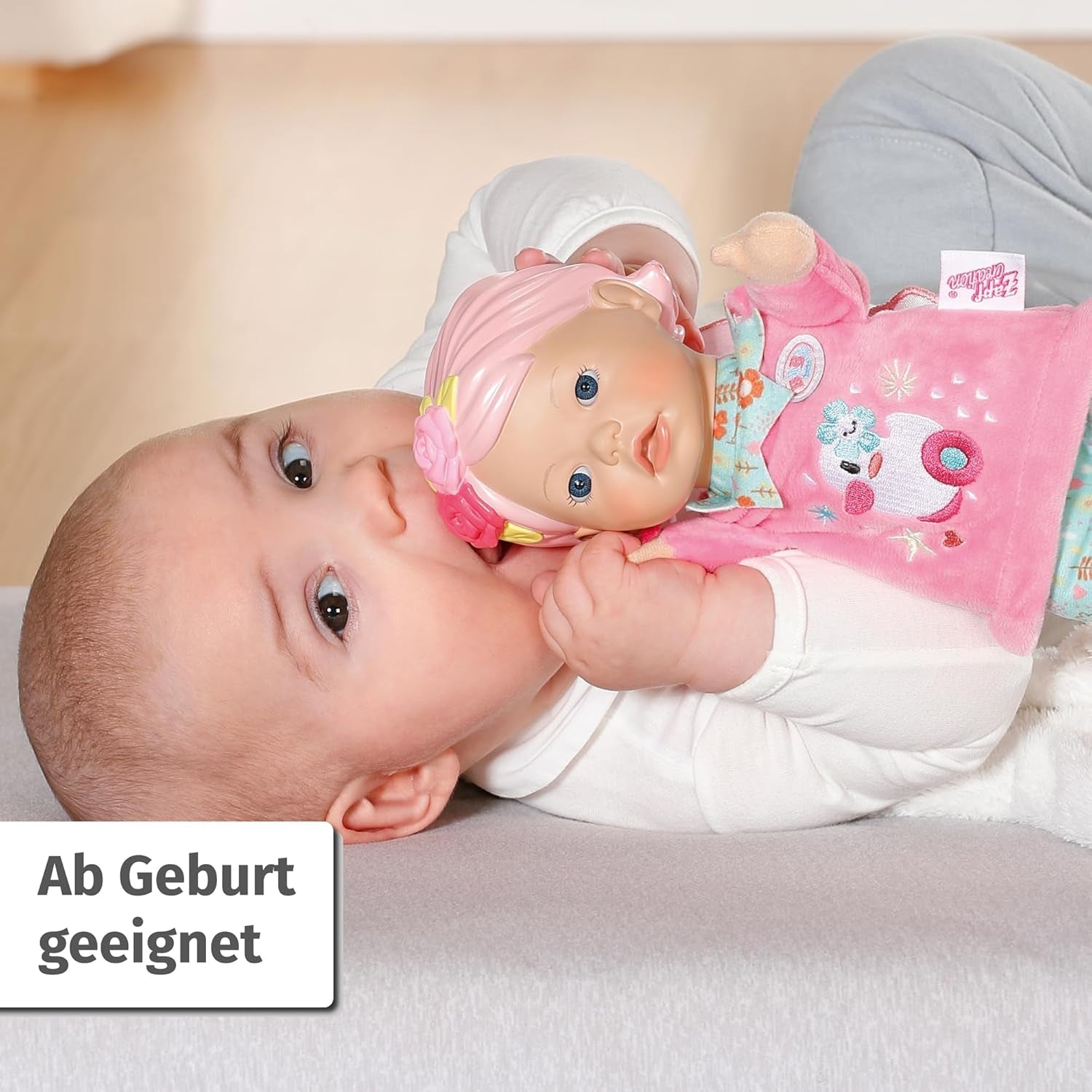 BABY born for babies Fee, Puppe mit weichem Körper und Fingertaschen in den Armen, 26 cm große Handpuppe, 834695 Zapf Creation