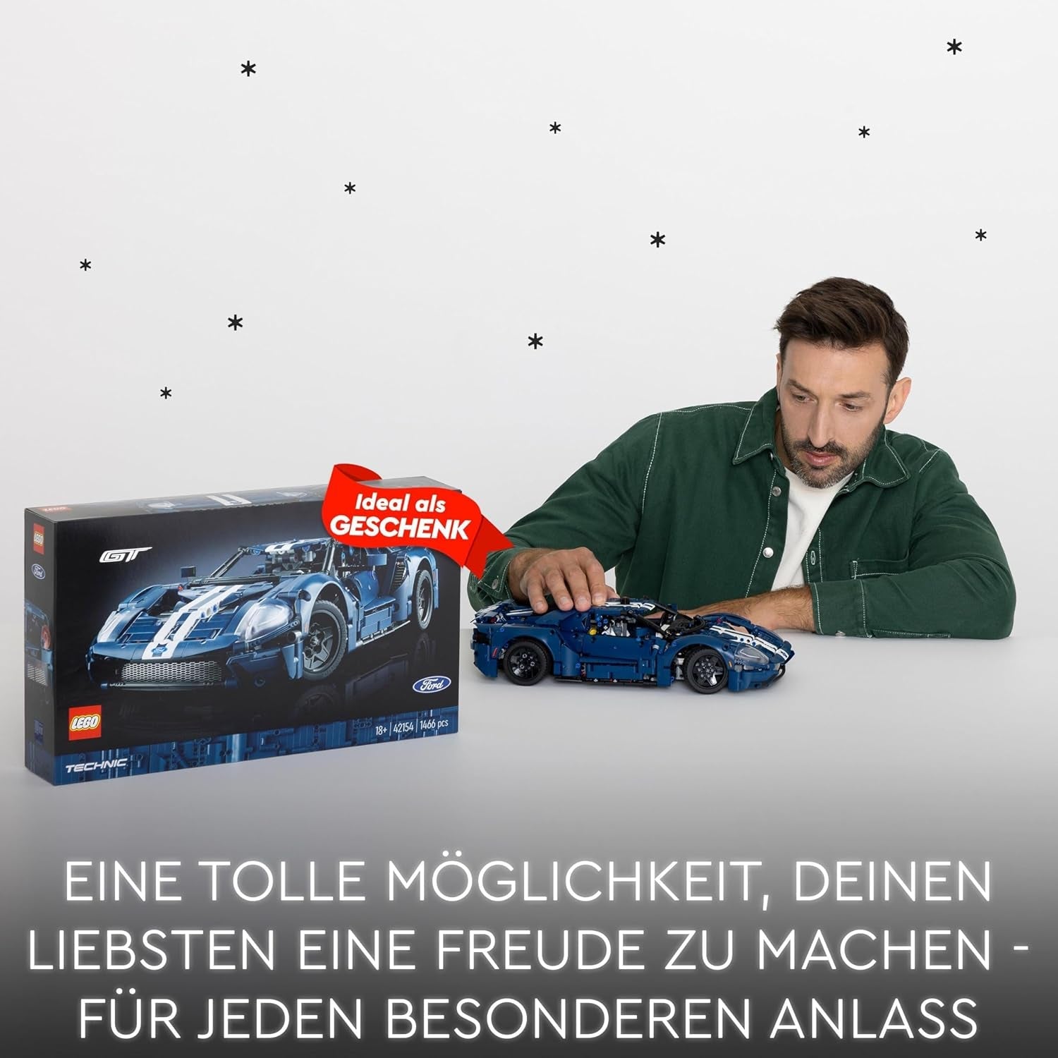 LEGO 42154 Technic Ford GT 2022 Kit model de mașină pentru adulți, Supercar la scara 1:12 cu caracteristici autentice, set avansat pentru colecționari Seturi de constructie Besuche den LEGO-Store