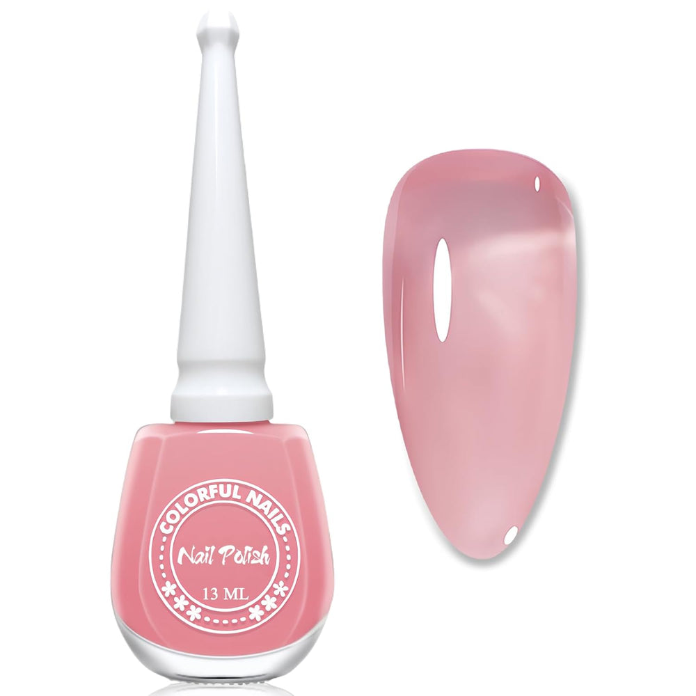 Smalto per unghie Jelly Pink 13 ml Smalto per unghie normale traslucido naturale ad asciugatura rapida e di lunga durata senza lampada UV per donne Nail art fai da te (Rosa classico)