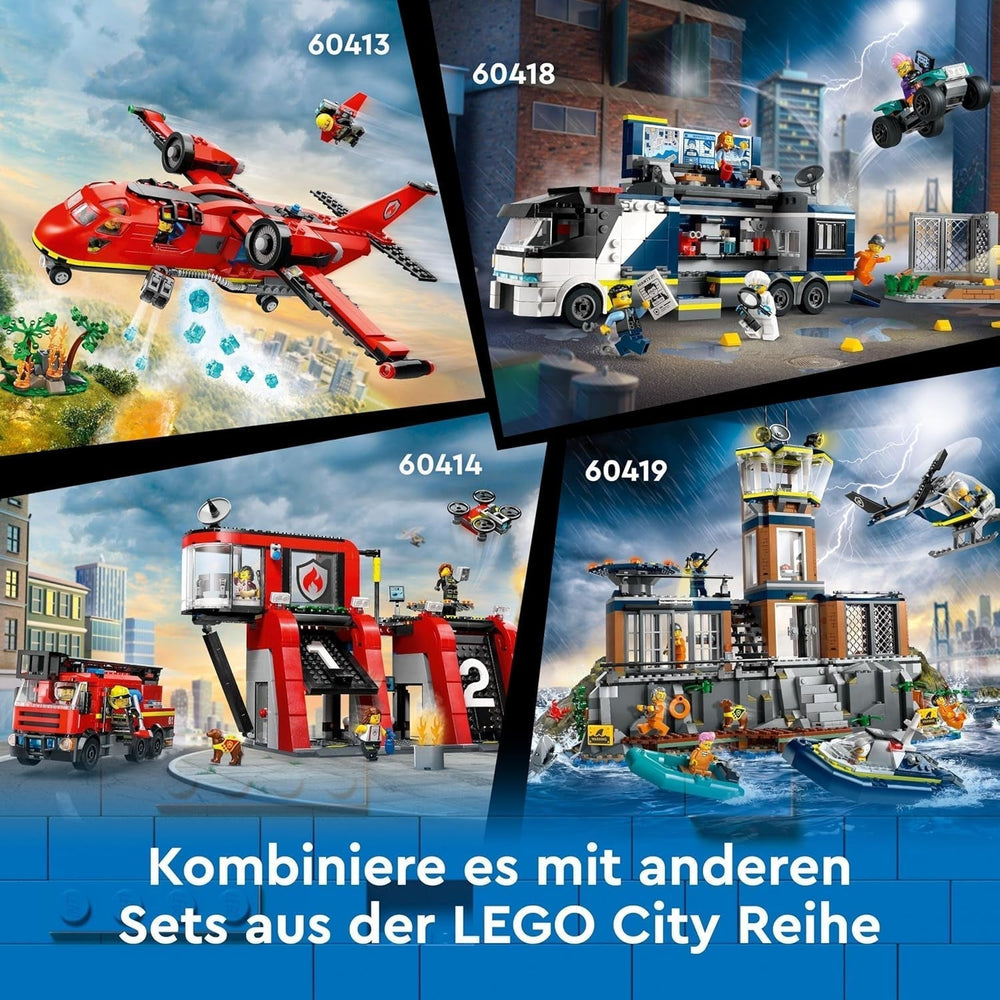 LEGO City Camion della Polizia con laboratorio, set della Polizia Quad e camion giocattolo per bambini, regalo per ragazzi e ragazze dai 7 anni in su, più 5 minifigure: 2 poliziotti, 1 scienziato e 2 ladri 60418 Set da costruzione Beuche den LEGO-Store