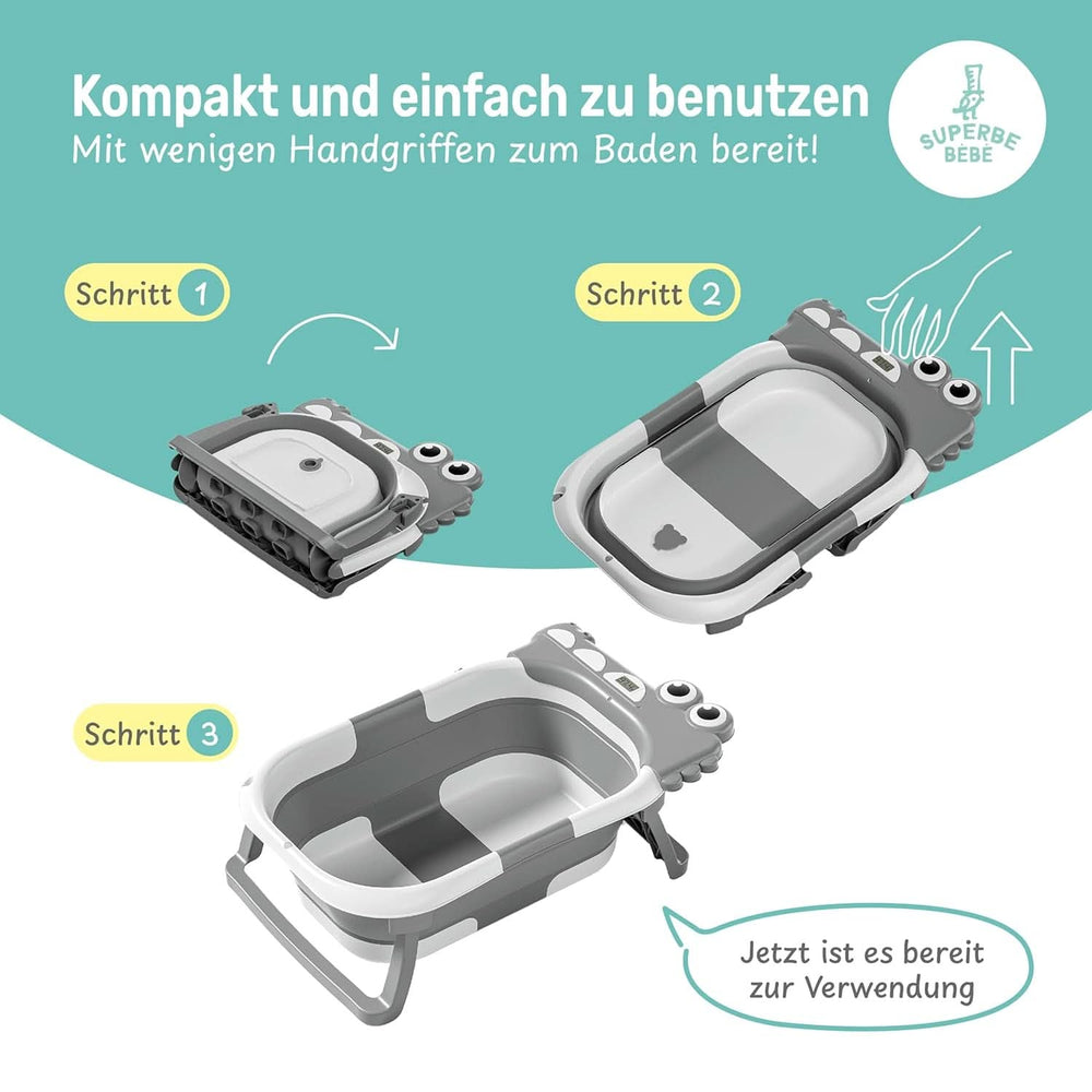 Vaschetta da bagno pieghevole per neonati con cuscino da bagno e termometro integrato Mamma e Bambino Naty Shop