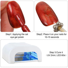 Nail Art Werkzeug Magnetstift, 10 Stück Nagel Magnet Stick Tool Set, Nagel Magnet Stift Und Starker Magnet Stock Punktierungsstifte Für DIY 3D Magnetisches Katzenauge UV Gel Polnisch Nagel Kunst