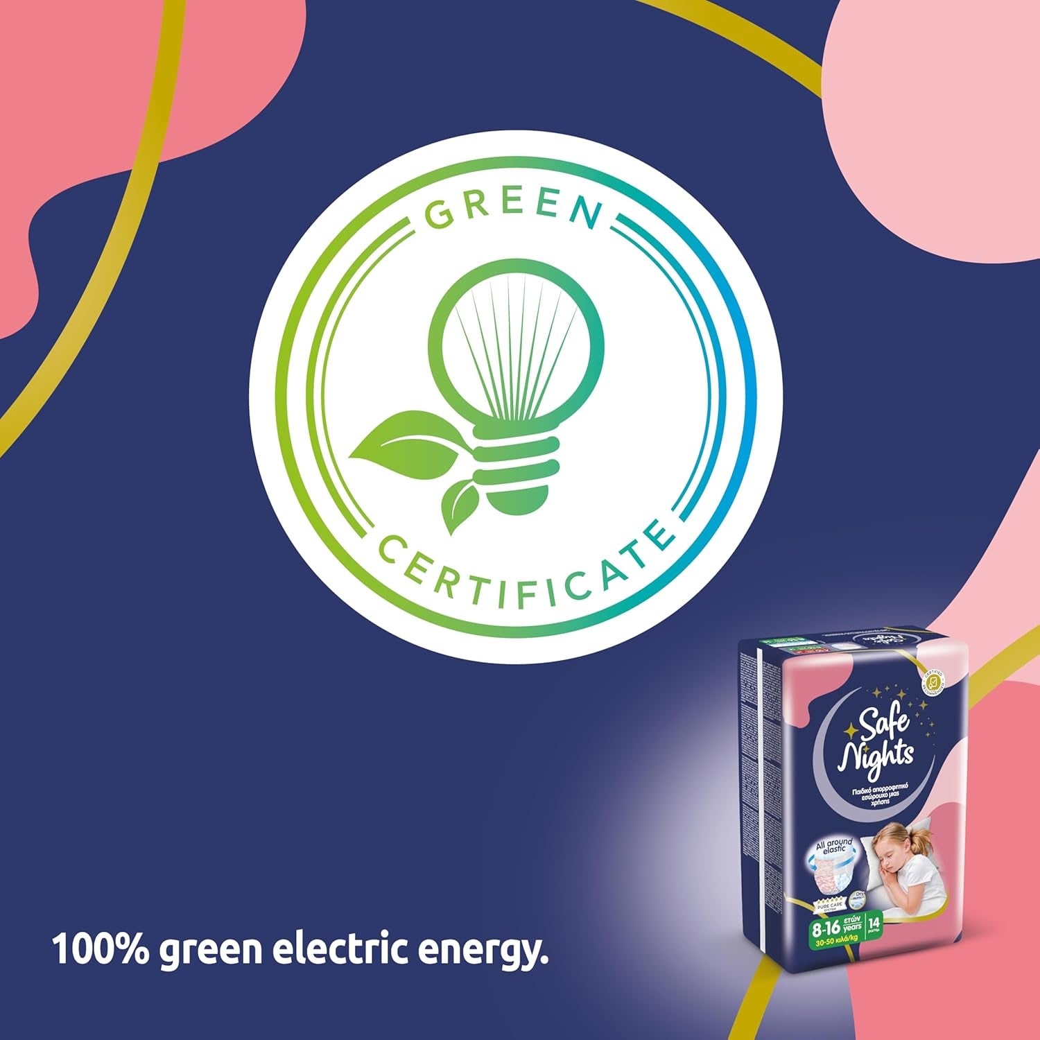 Safe Nights Girl, Indumenti da notte assorbenti per ragazze 8-16 anni (30-50 kg), confezione da 14