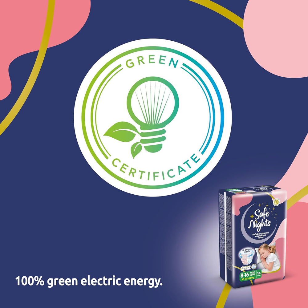 Safe Nights Girl, Indumenti da notte assorbenti per ragazze 8-16 anni (30-50 kg), confezione da 14