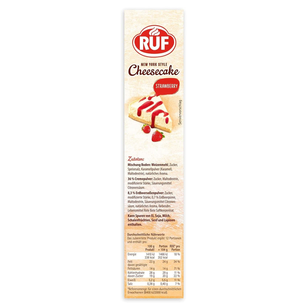 RUF New York Cheesecake Fragola No Bake, Cheesecake Americana Originale con Salsa di Fragole, 360 grammi Kitchen Naty Shop