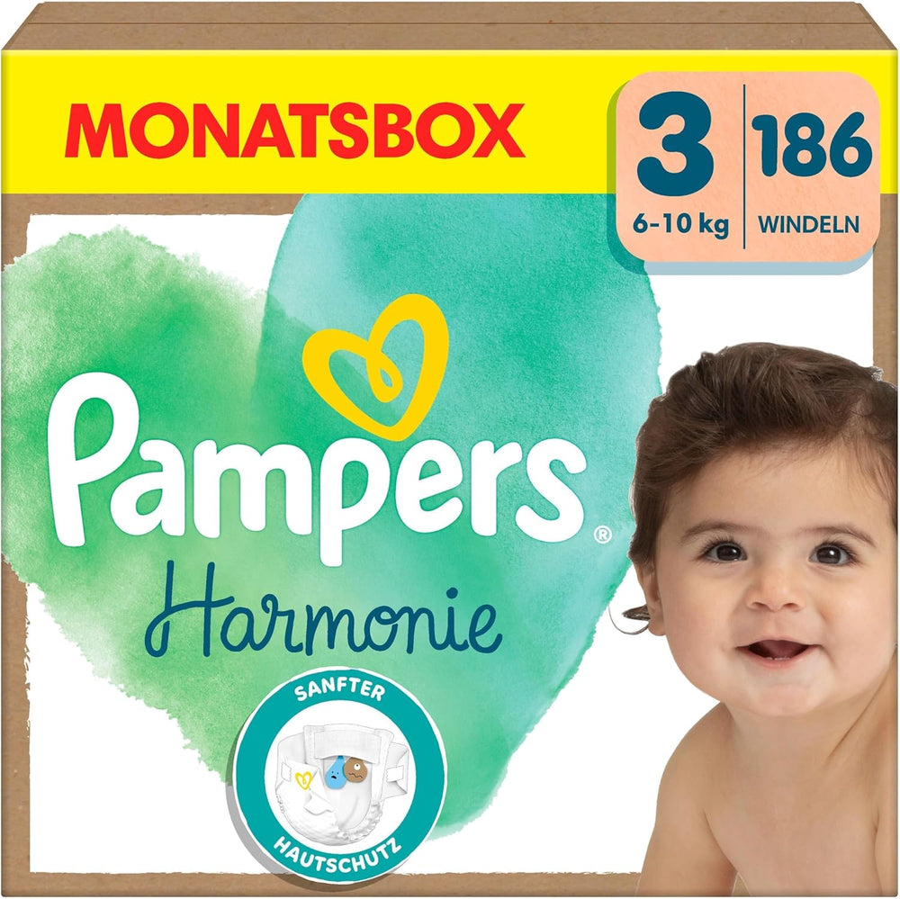 Pannolini Pampers Harmony taglia 1, 180 pannolini, 2kg-5kg, protezione delicata della pelle con protezione Pampers al 100%