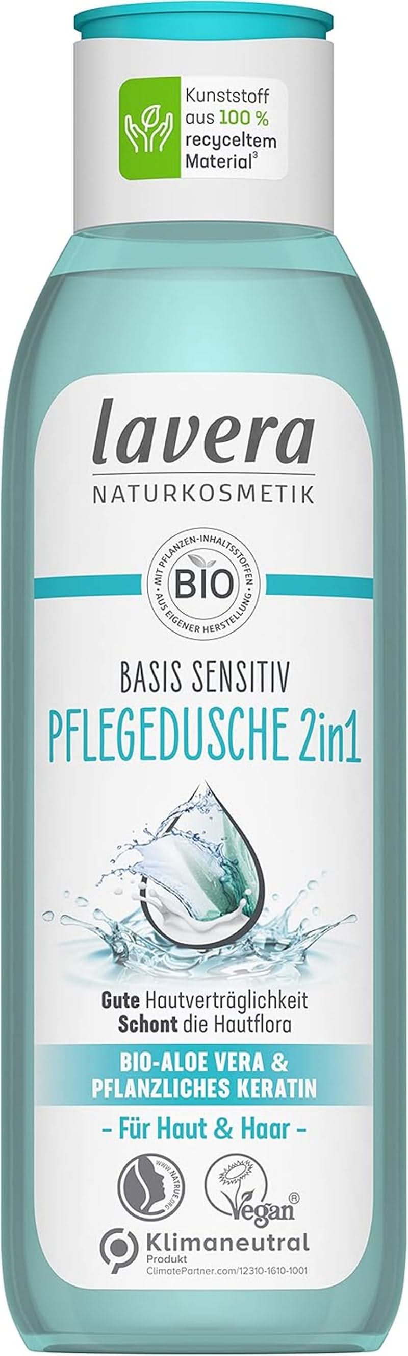 Lavera Care Basis Sensitiv 2 in 1, Shampoo e gel doccia con aloe vera biologica e cheratina vegetale, 250 ml Doccia e bagno Naty Shop