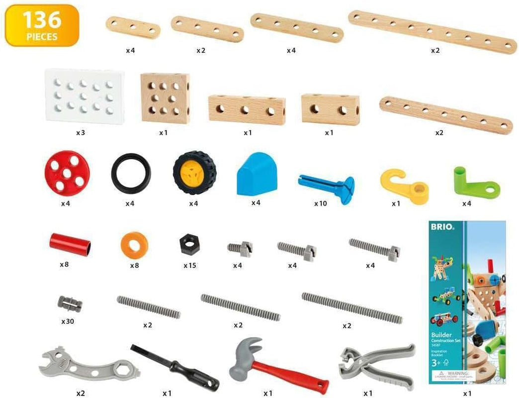 BRIO Builder 34587 Box 136 TLG. - Das kreative Konstruktionsspielzeug aus Schweden - Der ideale Einstieg in die Welt des Bauens und Bastelns - Für Kinder ab 3 Jahren