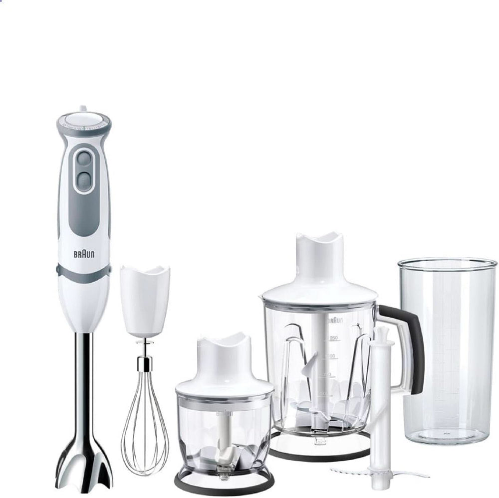 Braun Stabmixer MQ 5200WH - Multiquick 5 Vario Purierstab Mit Edelstahl Mixfuß, 1000 Watt, Inkl. Mix- & Messbecher da 600 ml, Bianco/Grau Kitchen Naty Shop Versione 2019 – Robot da cucina