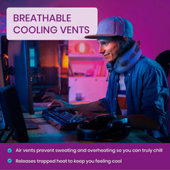 Pernă pentru gât Cabeau pentru călătorii cu zboruri lungi - Evolution Cool - Spumă de memorie de susținere cu deschideri de ventilație - Compact cu geantă de transport (Violet) Perne calatorie Naty Shop