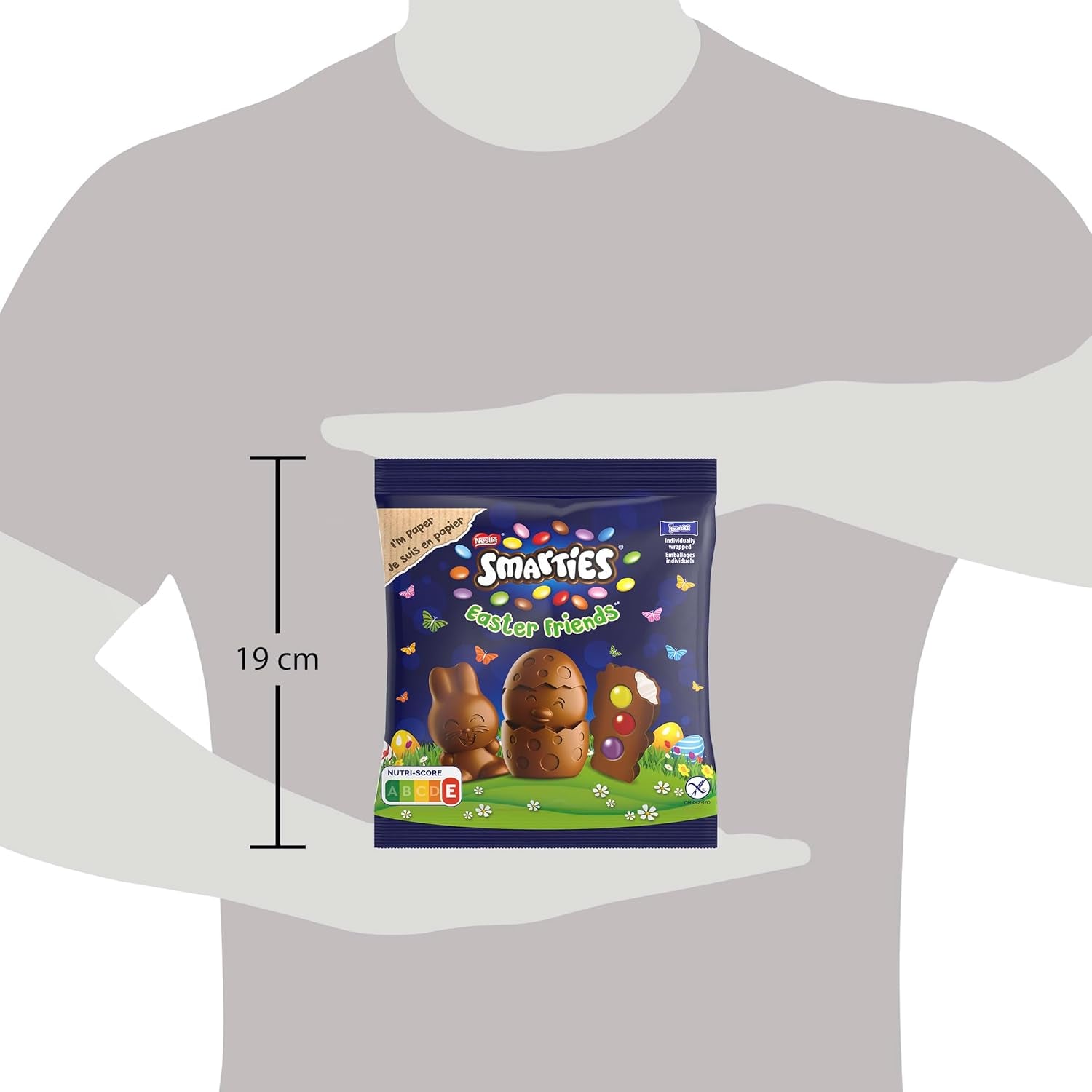NESTLÉ SMARTIES Easter Friends, figurine a tema pasquale, realizzate in finissimo cioccolato al latte con ripieno cremoso e mini lenticchie colorate con cioccolato SMARTIES, 1 confezione (1 x 65g)