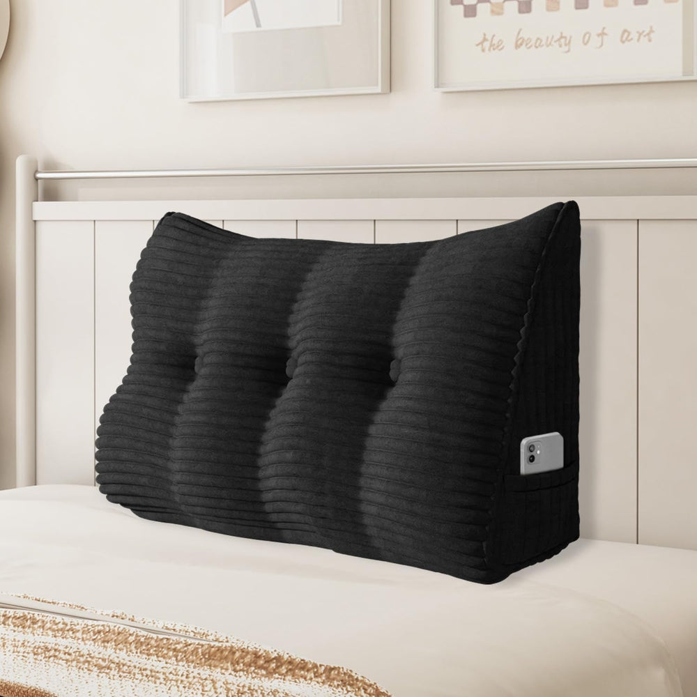 Pernă Johnear cu pană, pernă de citit pentru pat și canapea, pernă pentru spătar, pernă pentru tăblie, pernă lombară triunghiulară mare (gri, 45 cm)