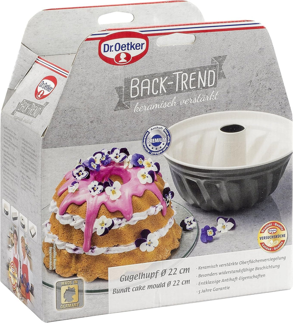 Dr. Oetker Gugelhupfform Ø 22 Cm BACK-TREND, Backform Für Gugelhupf, Runde Bundform Aus Stahl Mit Keramisch Verstärkter Antihaft-Beschichtung (Farbe: Creme/Anthrazit), Menge: 1 Stück Stampi e vassoi per cuocere Naty Shop