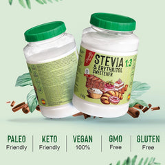 Stevia + eritritolo 1:3 sostanza nutriente | 1G = 3GZucker | 100% Zuckerersatz naturale - 0 Kalorien - 0 Glykämischer Index - Keto und Paleo - 0 Netto-Kohlenhydrated - Kein GVO - Castello since 1907-1 Kg Dolcificanti Naty Shop