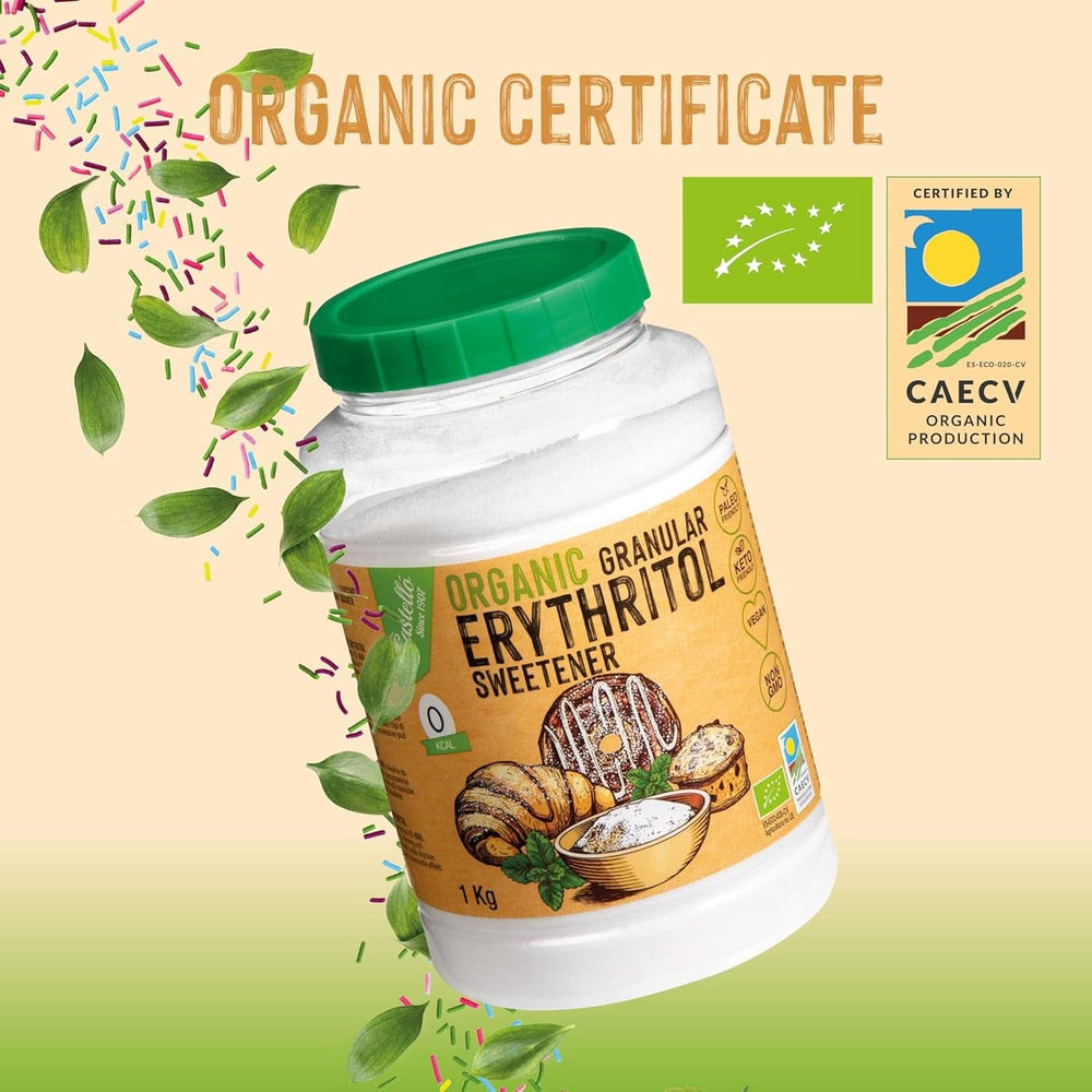 Eritritolo biologico naturale, 10G = 7G zucchero, 1 Kg Dolcificanti Naty Shop