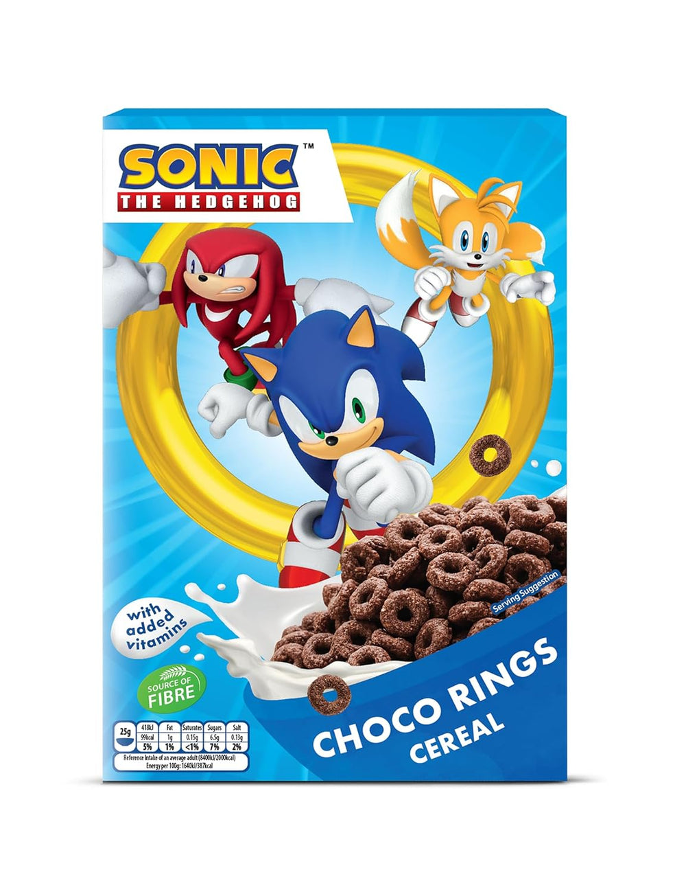 Sonic Choco Rings anelli di cioccolato ai cereali, grano, avena e mais per una colazione perfetta, con aggiunta di vitamine, 1 confezione (1 x 350g)